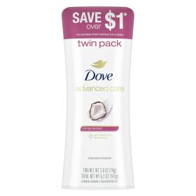 Dove Advanced Care Long Lasting Women's Antiperspirant Deodorant Stick Coconut, 2.6 oz Twin Pack