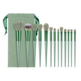 13 Pcs Makeup Brushes Kit, Foundation Brush Eyeshadow Brush Highlighter Loose Powder Blush(Green)