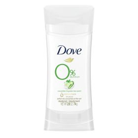 Dove 0% Aluminum Antiperspirant Deodorant Stick, Cucumber and Green Tea, 2.6 oz