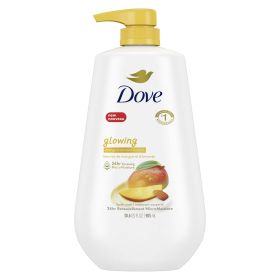 Dove Glowing Long Lasting Gentle Women's Body Wash All Skin Type, Mango & Almond Butter, 30.6 fl oz