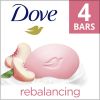 Dove Rebalancing Beauty Bar Soap White Peach & Rice Milk, 3.75 oz 4 Bars