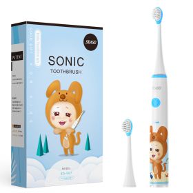 Seago SK3 Kids Sonic Electric Toothbrush Rechargeable Soft Tongue Cleaner Smart Timer 3-12years (Color: 567blue)