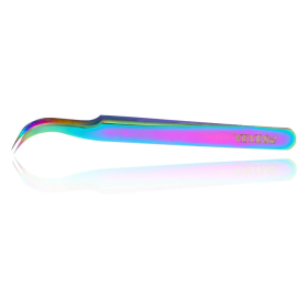 Veyes Inc Eyelash Extensions Tweezers Veyelash Professional 90 Degree Tweezers for Volume Stainless steel 3D Accurate Closure (Color: V3 Rainbow)