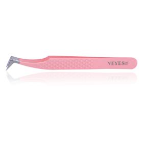 Veyes Inc Eyelash Extensions Tweezers Veyelash Professional 90 Degree Tweezers for Volume Stainless steel 3D Accurate Closure (Color: C01 Pink)