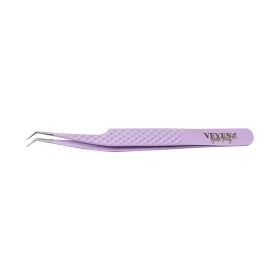 Veyes Inc Eyelash Extensions Tweezers Veyelash Professional 90 Degree Tweezers for Volume Stainless steel 3D Accurate Closure (Color: D15 Purple)