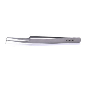 Veyes Inc Eyelash Extensions Tweezers Veyelash Professional 90 Degree Tweezers for Volume Stainless steel 3D Accurate Closure (Color: L90 Degree Silver)