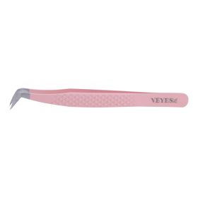 Veyes Inc Eyelash Extensions Tweezers Veyelash Professional 90 Degree Tweezers for Volume Stainless steel 3D Accurate Closure (Color: G01 Pink)