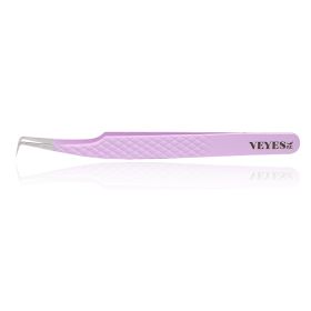 Veyes Inc Eyelash Extensions Tweezers Veyelash Professional 90 Degree Tweezers for Volume Stainless steel 3D Accurate Closure (Color: L90 Degree Purple)