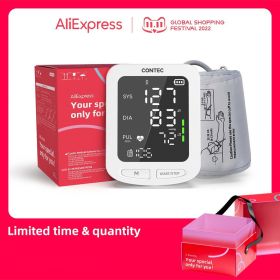 CONTEC Portable Automatic Digital Blood Pressure Monitor BP Monitor Monitoring Leval Sphygmomanometer Big LED Display 08C/08E (Color: 11.11 Contec08E)