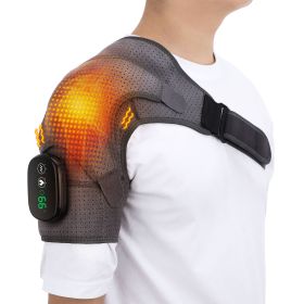 Electric Heating Shoulder Massage Wrap For Arthritis Joint Pain Relief 3 Levels Vabration Brace Support Physiotherapy Therapy (Color: GRAY)