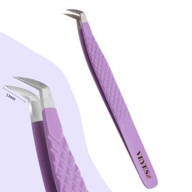 Veyes Inc Eyelash Extensions Tweezers Veyelash Professional Fiber Tip Tweezers for Volume Stainless steel 3D Accurate Closure (Color: fiber G01 Purple)