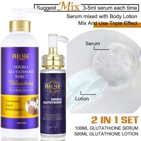 AILKE Lightening Skin Care Range, With Double Glutathione, Brightening, Moisturizing, Clean Skin, Glowing Beauty Face Care (Color: Glutathione 2 in 1)