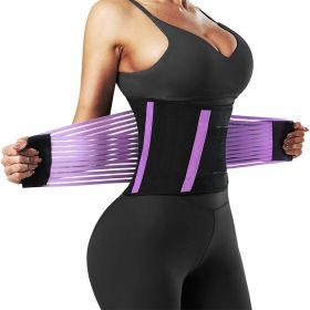 Waist Trainer Belt Elastic Slimming Body Shaper Fitness Belt Sport Girdle Workout Shapewear for Women Personal Health Care TK (Color: Purple)