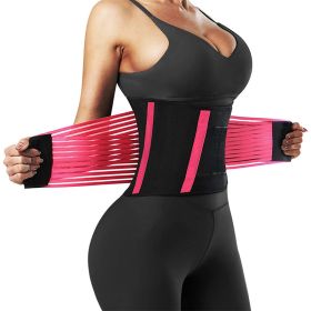 Waist Trainer Belt Elastic Slimming Body Shaper Fitness Belt Sport Girdle Workout Shapewear for Women Personal Health Care TK (Color: Rose Red)